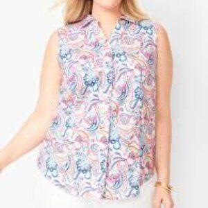 Talbots Sleevless Perfect Shirt Paisley Cotton Women's 18W
